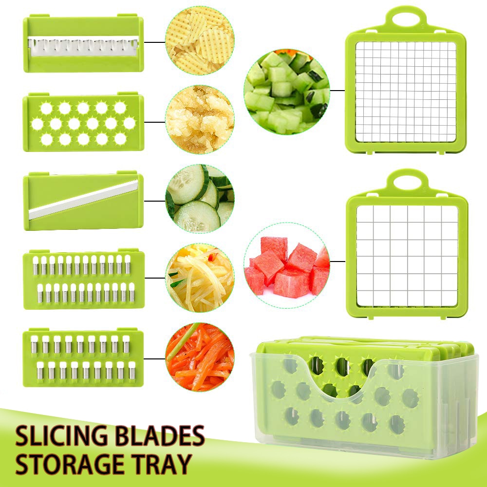 Vegetable Cutter 8 In 1 6 Dicing Blades Slicer Shredder Fruit Peeler Potato Cheese Drain Grater Chopper Kitchen Accessories Tool