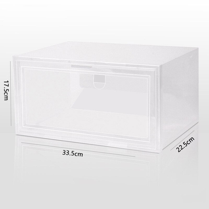 1pcs Transparent Plastic Shoe Storage Boxes Clear Sneakers AJ Display Case High-tops Football Shoe Box Stackable Shoes Cabinet