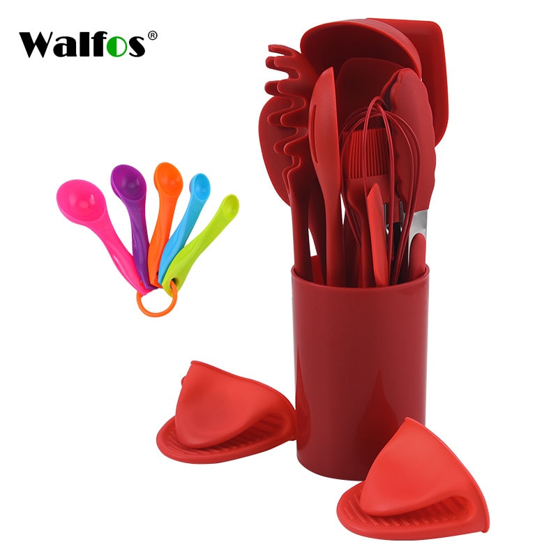 Walfos 14 Pcs Heat Resistant Silicone Cookware Set Nonstick Cooking Tools Kitchen Baking Tool Kit Utensils Kitchen Accessories