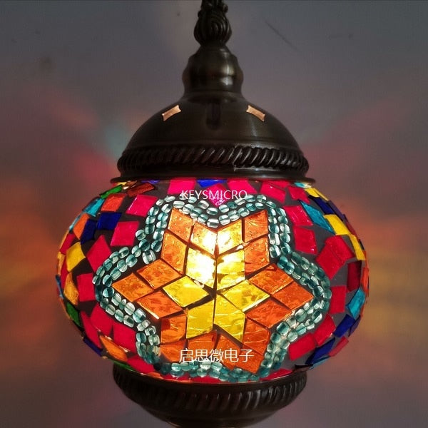 Mediterranean Style Art Deco Turkish Mosaic Table Lamp Handcrafted Mosaic Glass Romantic Bed Light