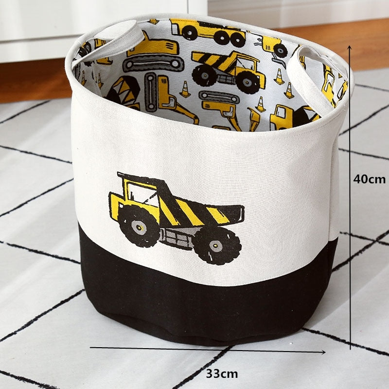 Cartoon Cars Printed Storage Basket For Toys Fabric Clothes Organizer Folding Large Laundry Basket For Dirty Clothes