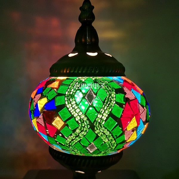 Mediterranean Style Art Deco Turkish Mosaic Table Lamp Handcrafted Mosaic Glass Romantic Bed Light