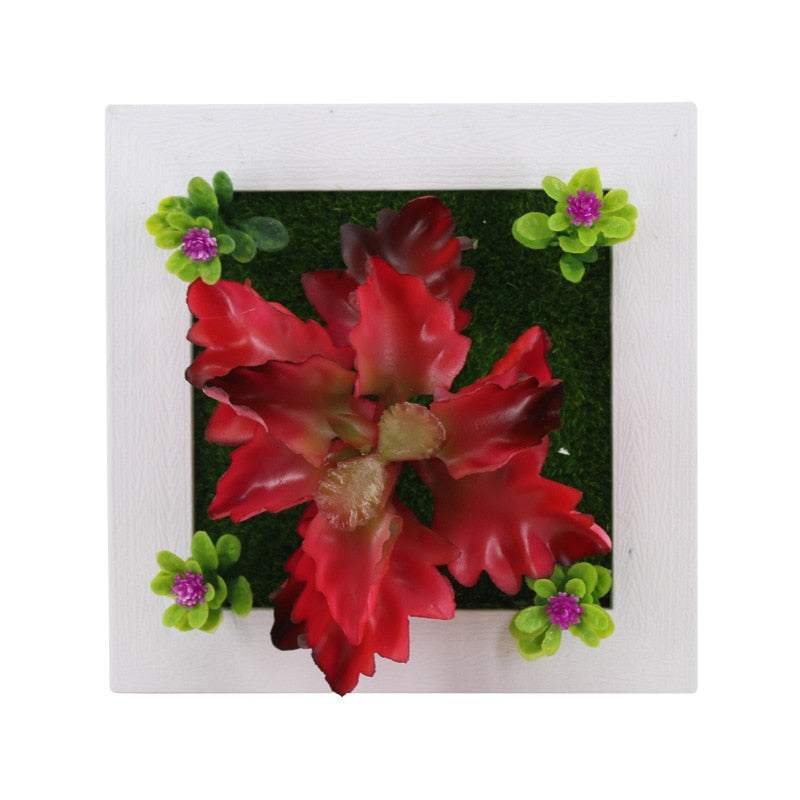 YO CHO Artificial Flowers Succulent Plant Frame 3D Removable Harmless Wall Art Frame Living Room Wedding Party Home Decor Plants