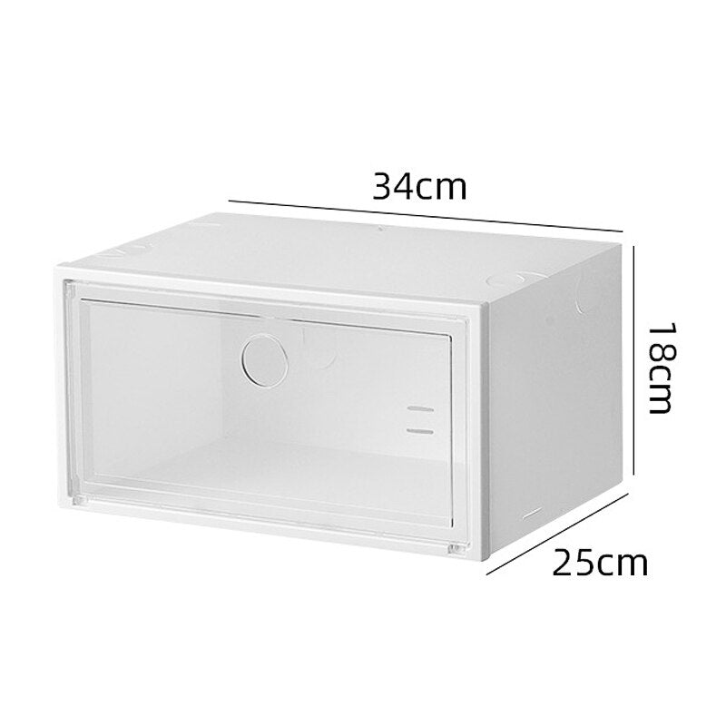 1pcs Transparent Plastic Shoe Storage Boxes Clear Sneakers AJ Display Case High-tops Football Shoe Box Stackable Shoes Cabinet