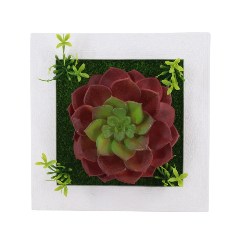 YO CHO Artificial Flowers Succulent Plant Frame 3D Removable Harmless Wall Art Frame Living Room Wedding Party Home Decor Plants