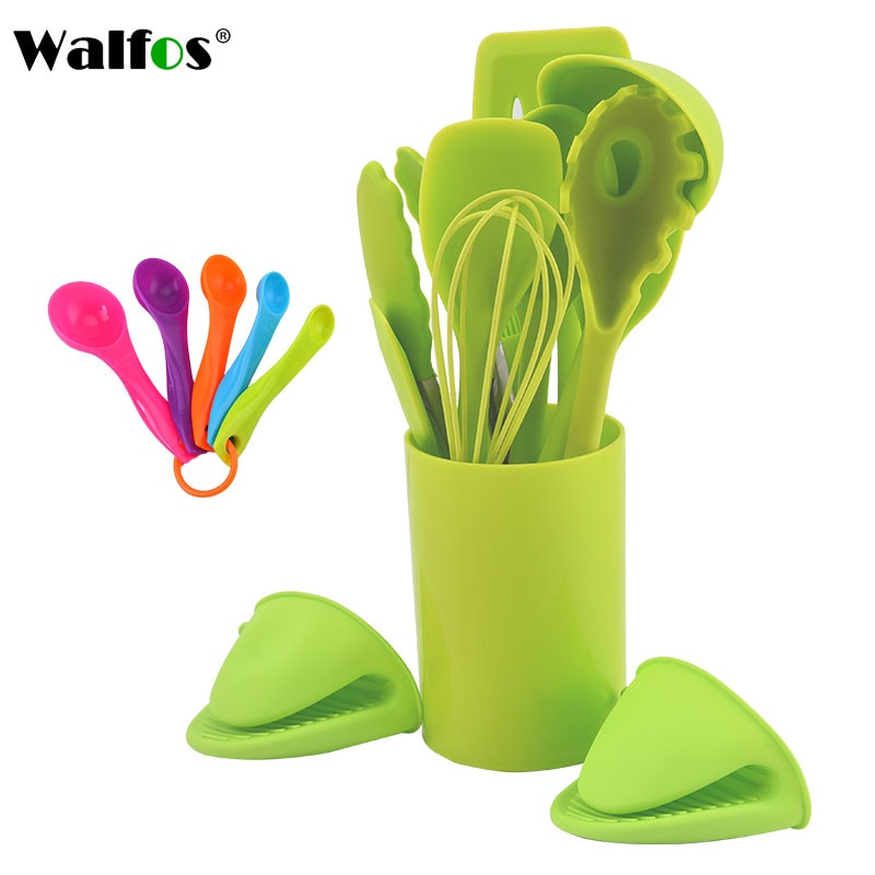 Walfos 14 Pcs Heat Resistant Silicone Cookware Set Nonstick Cooking Tools Kitchen Baking Tool Kit Utensils Kitchen Accessories