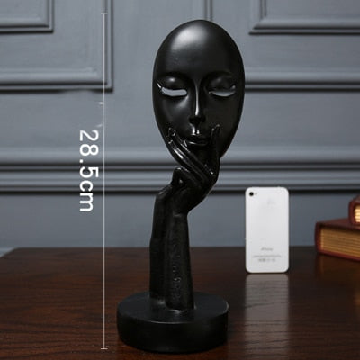 ERMAKOVA Nordic Abstract Thinker Thinking Lady Mask Figurine Resin Statue Office TV Cabinet Home Decoration Crafts