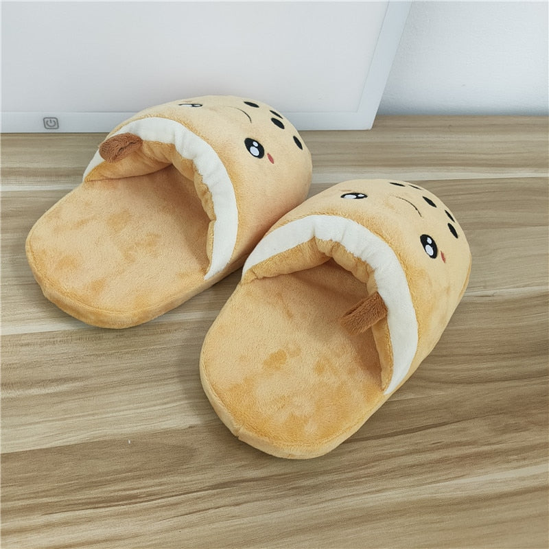 Cute Boba Pillow Bubble Tea Plush Slippers Stuffed Body Cup Shaped Shoes Super Soft Milk Tea Indoor Slippers Food Adult Slippers