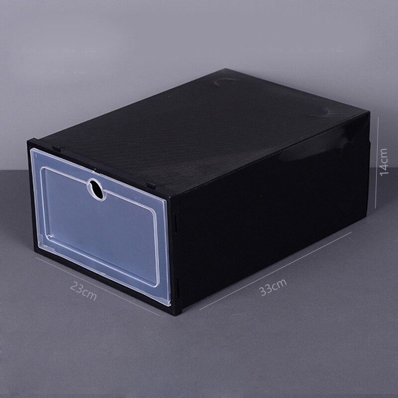 1pcs Transparent Plastic Shoe Storage Boxes Clear Sneakers AJ Display Case High-tops Football Shoe Box Stackable Shoes Cabinet