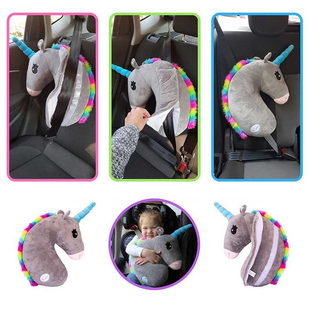 Baby Kid Travel Unicorn Pillow Children Head Neck Support Protect Car Seat Belt Pillow Shoulder Safety Strap Cute Animal Cushion