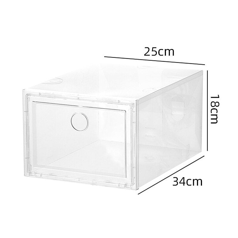 1pcs Transparent Plastic Shoe Storage Boxes Clear Sneakers AJ Display Case High-tops Football Shoe Box Stackable Shoes Cabinet