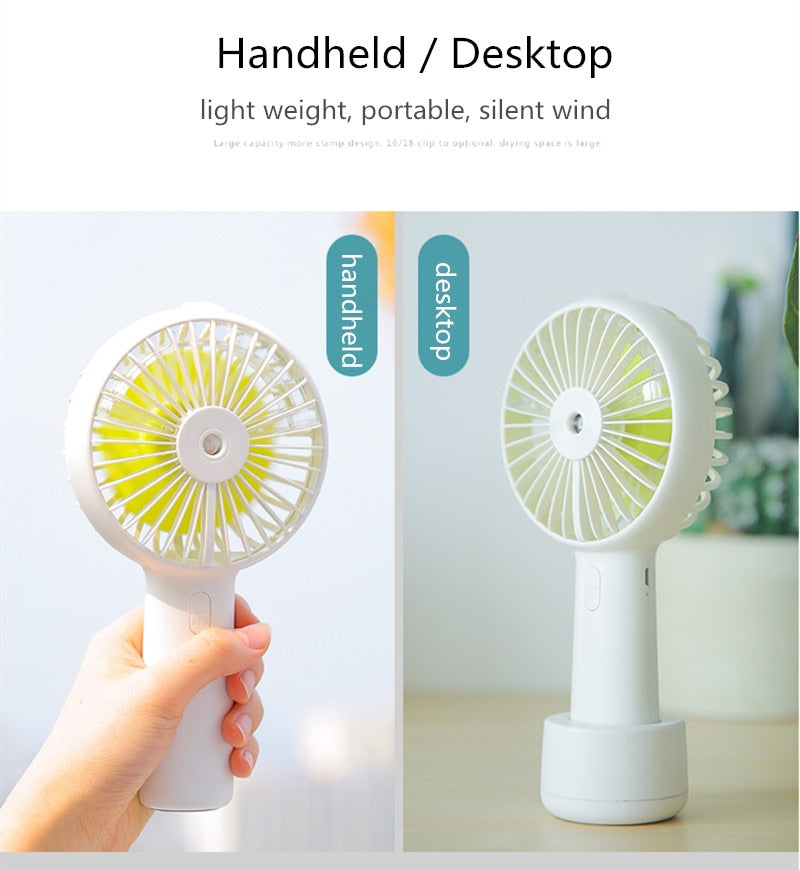 Battery Portable Water Spray Mist Fan Electric USB Rechargeable Handheld Mini Fan Cooling Air Conditioner Humidifier for Outdoor