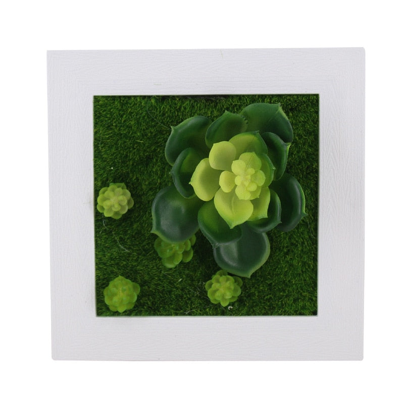 YO CHO Artificial Flowers Succulent Plant Frame 3D Removable Harmless Wall Art Frame Living Room Wedding Party Home Decor Plants