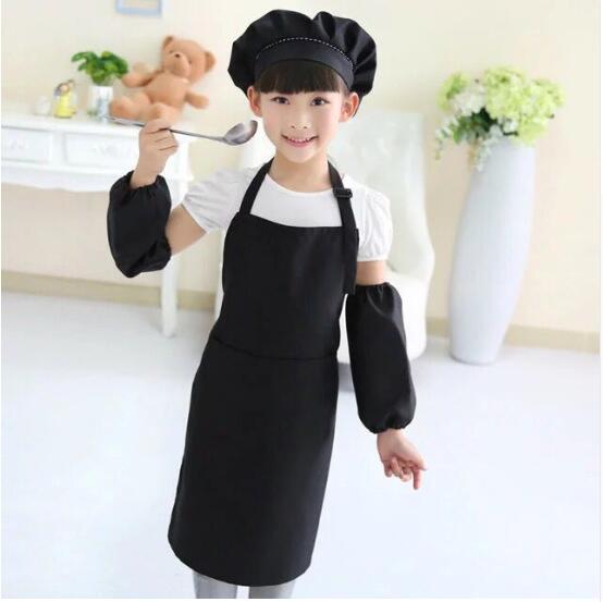 Child Apron Kids Sleeve Hat Pocket Kindergarten Kitchen Baking Painting Cooking Drink food Enfant Tablier Delantal Logo print