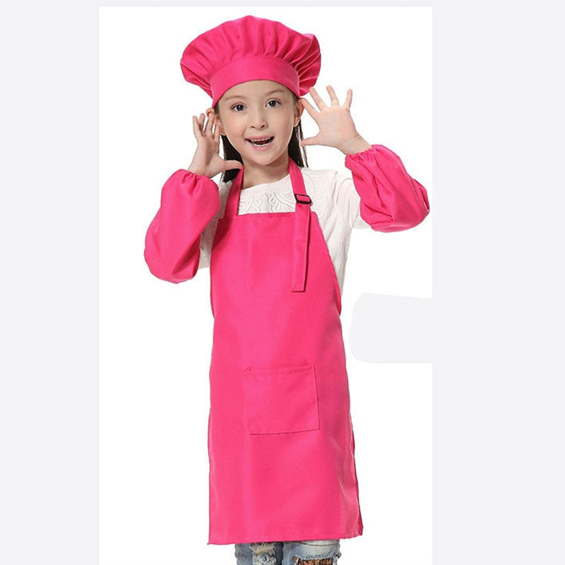 Child Apron Kids Sleeve Hat Pocket Kindergarten Kitchen Baking Painting Cooking Drink food Enfant Tablier Delantal Logo print