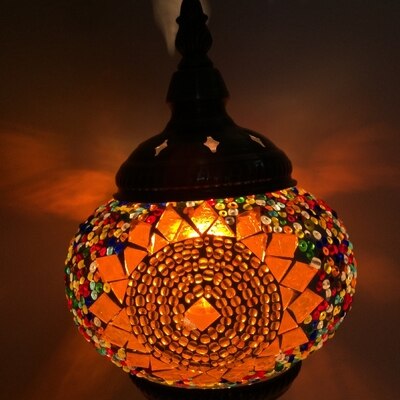 Mediterranean Style Art Deco Turkish Mosaic Table Lamp Handcrafted Mosaic Glass Romantic Bed Light