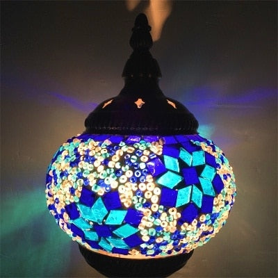 Mediterranean Style Art Deco Turkish Mosaic Table Lamp Handcrafted Mosaic Glass Romantic Bed Light