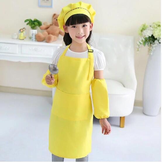 Child Apron Kids Sleeve Hat Pocket Kindergarten Kitchen Baking Painting Cooking Drink food Enfant Tablier Delantal Logo print