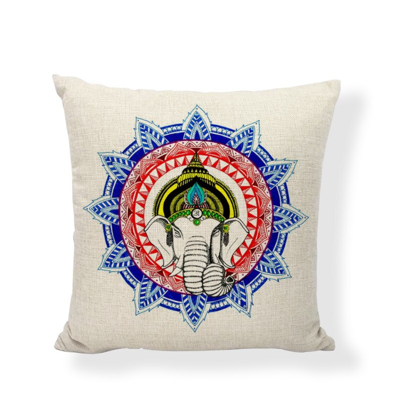 Buddha Cushion Covers Indian Bohemia Cojines Decorativos Elephant Pillowcase Couch Car Seat Home Decor Throw Pillow Cover