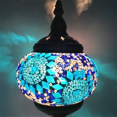 Mediterranean Style Art Deco Turkish Mosaic Table Lamp Handcrafted Mosaic Glass Romantic Bed Light