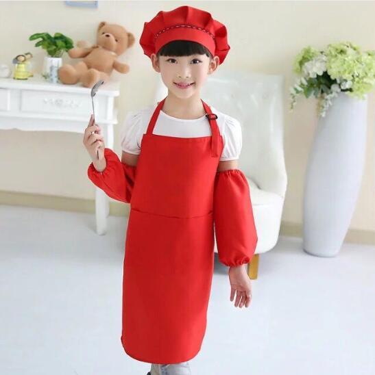 Child Apron Kids Sleeve Hat Pocket Kindergarten Kitchen Baking Painting Cooking Drink food Enfant Tablier Delantal Logo print