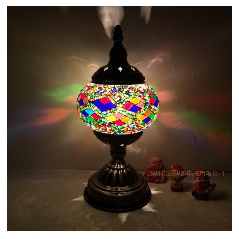 Mediterranean Style Art Deco Turkish Mosaic Table Lamp Handcrafted Mosaic Glass Romantic Bed Light