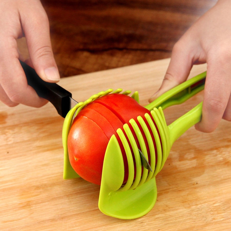 1Pc Kitchen Gadgets Plastic Potato Slicer Tomato Cutter Tool Shreadders Lemon Cutting Holder Cooking Tools Kitchen Accessories