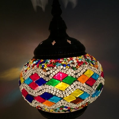 Mediterranean Style Art Deco Turkish Mosaic Table Lamp Handcrafted Mosaic Glass Romantic Bed Light