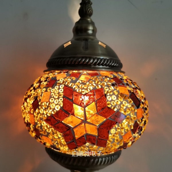 Mediterranean Style Art Deco Turkish Mosaic Table Lamp Handcrafted Mosaic Glass Romantic Bed Light