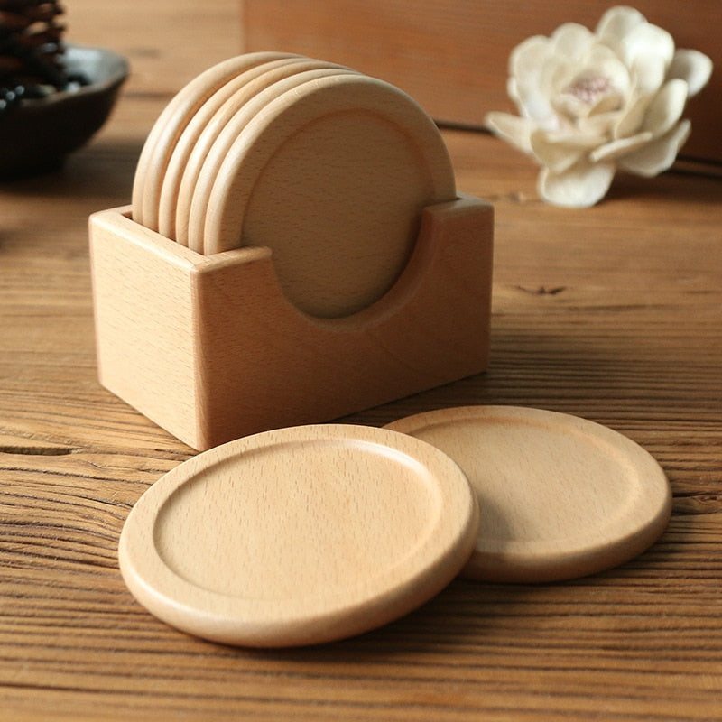 Vintage Tableware Wooden coaster set walnut round solid wood teacup mat creative dining mat cup holder placemat cup mat Coasters