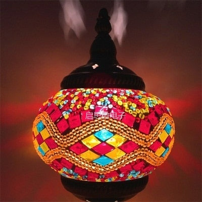 Mediterranean Style Art Deco Turkish Mosaic Table Lamp Handcrafted Mosaic Glass Romantic Bed Light