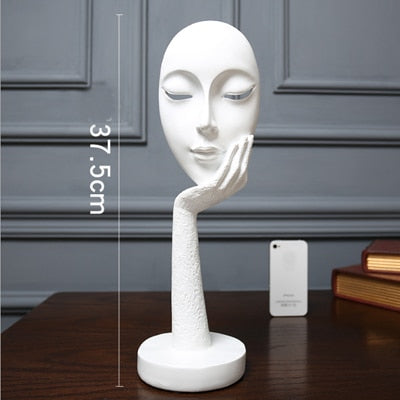 ERMAKOVA Nordic Abstract Thinker Thinking Lady Mask Figurine Resin Statue Office TV Cabinet Home Decoration Crafts