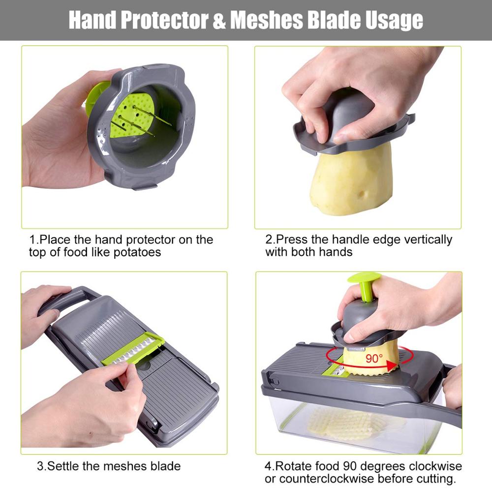 Vegetable Cutter 8 In 1 6 Dicing Blades Slicer Shredder Fruit Peeler Potato Cheese Drain Grater Chopper Kitchen Accessories Tool