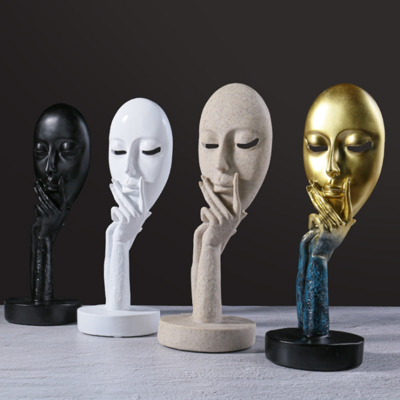 ERMAKOVA Nordic Abstract Thinker Thinking Lady Mask Figurine Resin Statue Office TV Cabinet Home Decoration Crafts