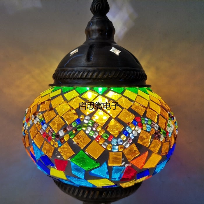 Mediterranean Style Art Deco Turkish Mosaic Table Lamp Handcrafted Mosaic Glass Romantic Bed Light