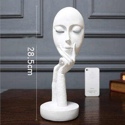 ERMAKOVA Nordic Abstract Thinker Thinking Lady Mask Figurine Resin Statue Office TV Cabinet Home Decoration Crafts