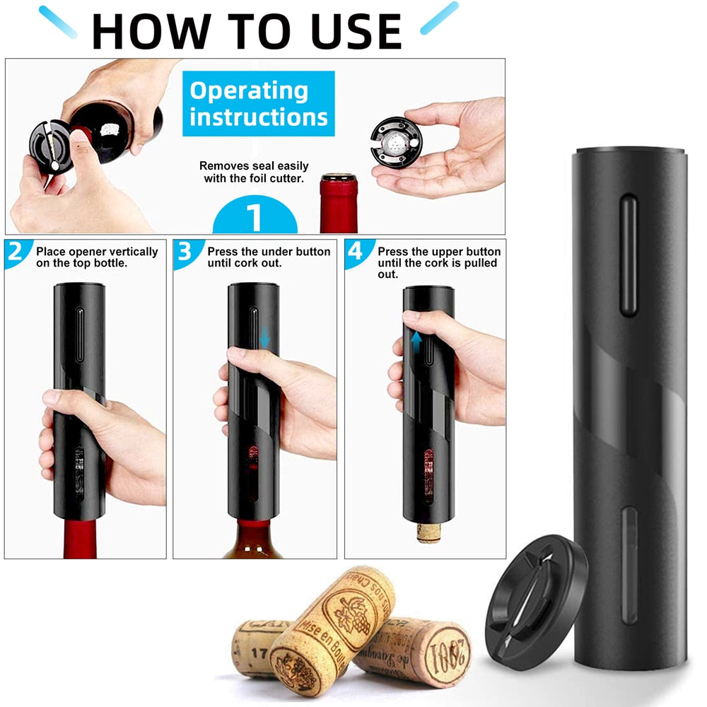 Electric Wine Opener Automatic Corkscrew Wine Openers for Beer Rechargeable Bottle Opener Foil Cutter Kitchen Bar Can Opener