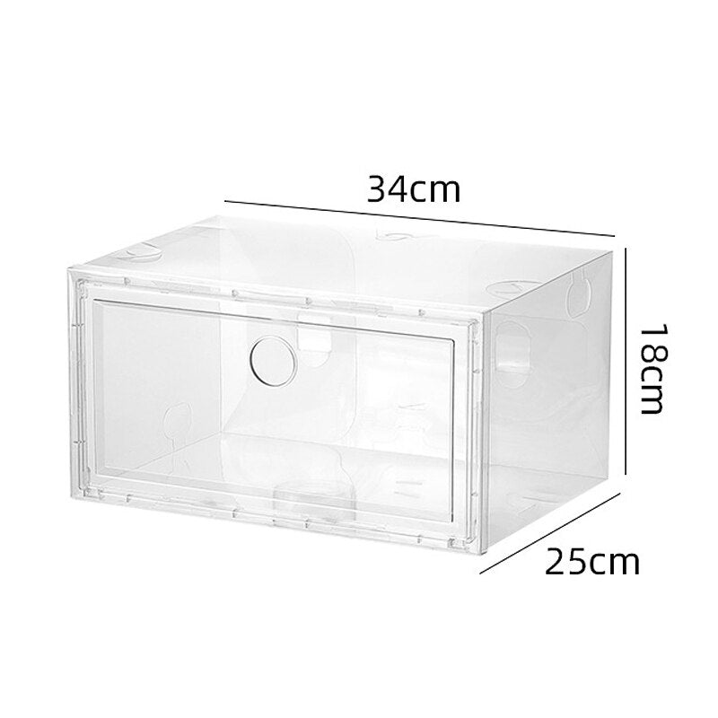 1pcs Transparent Plastic Shoe Storage Boxes Clear Sneakers AJ Display Case High-tops Football Shoe Box Stackable Shoes Cabinet