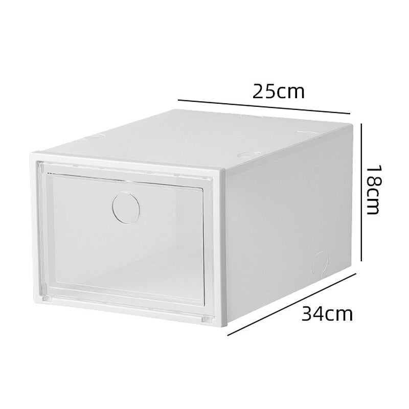 1pcs Transparent Plastic Shoe Storage Boxes Clear Sneakers AJ Display Case High-tops Football Shoe Box Stackable Shoes Cabinet