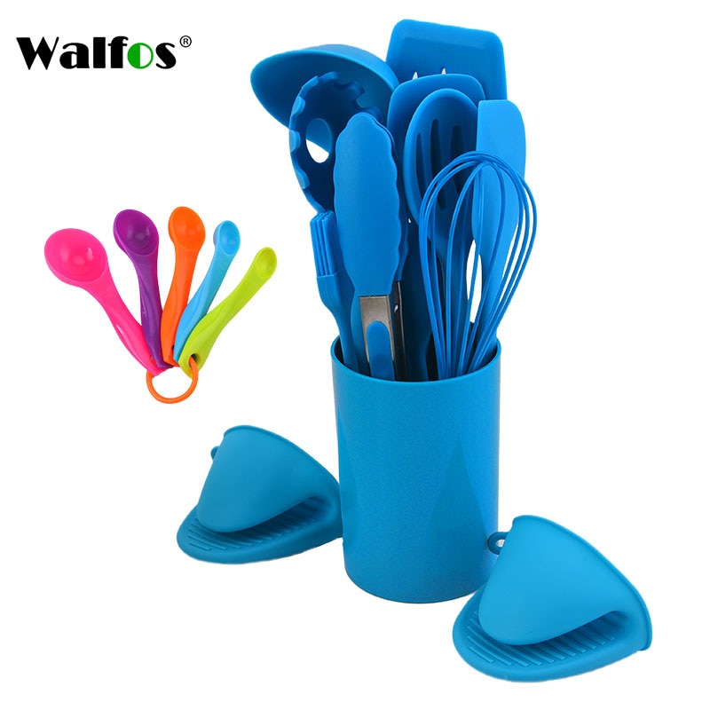 Walfos 14 Pcs Heat Resistant Silicone Cookware Set Nonstick Cooking Tools Kitchen Baking Tool Kit Utensils Kitchen Accessories