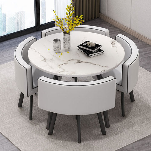 Marble Round Dining Tables Set 4 Chairs Modern Center Table Luxury White Muebles Para El Hogar Apartment Furniture GPF26XP