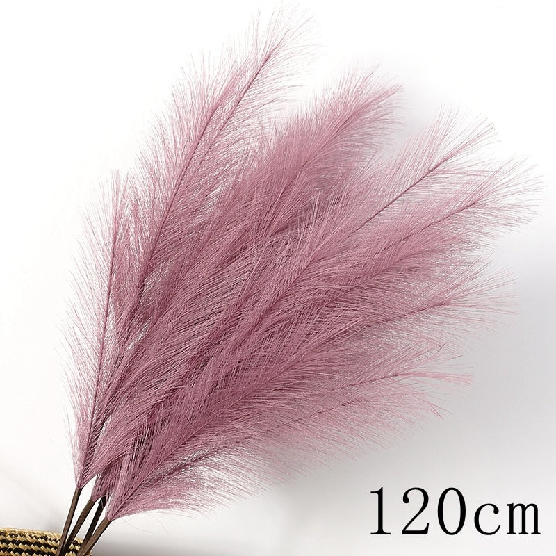 1PC Faux Pampas Grass Decor Plume Grass Artificial Phragmites australis Vase Decorations Fake Reeds Plants Everlasting Flowers