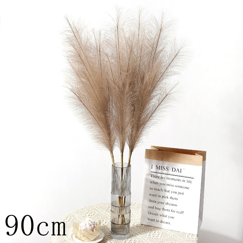 1PC Faux Pampas Grass Decor Plume Grass Artificial Phragmites australis Vase Decorations Fake Reeds Plants Everlasting Flowers