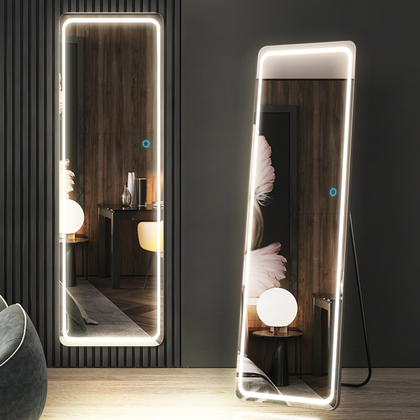 KingYee Led Full Length Mirror, Wall & Floor Mirror, Standing Mirror, Hanging Mirror, Full Body Mirror Large and Tall