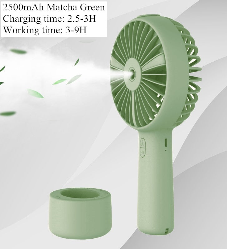 Battery Portable Water Spray Mist Fan Electric USB Rechargeable Handheld Mini Fan Cooling Air Conditioner Humidifier for Outdoor