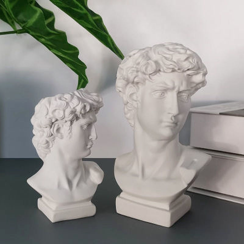 Creative Art Flower Pot Makeup Brush Storage Pen Holder David Statue Resin Medici Vase Desktop Organizer Home Decor Ornaments