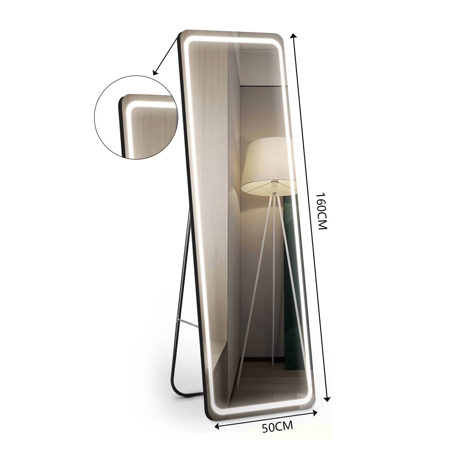 KingYee Led Full Length Mirror, Wall & Floor Mirror, Standing Mirror, Hanging Mirror, Full Body Mirror Large and Tall