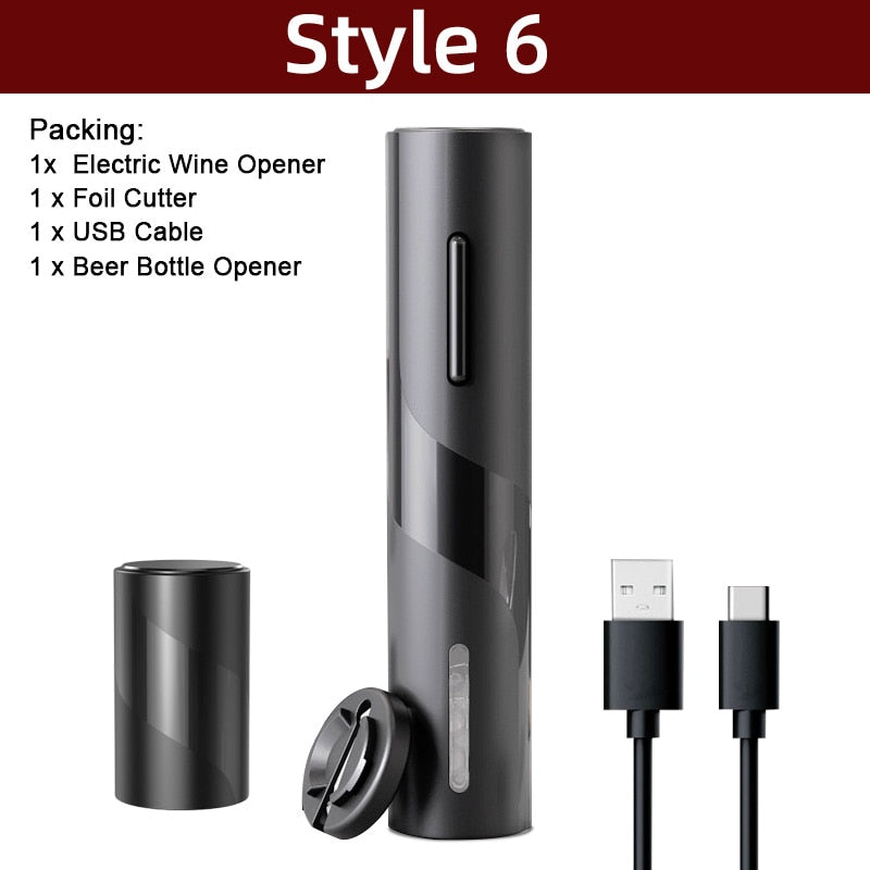 Electric Wine Opener Automatic Corkscrew Wine Openers for Beer Rechargeable Bottle Opener Foil Cutter Kitchen Bar Can Opener