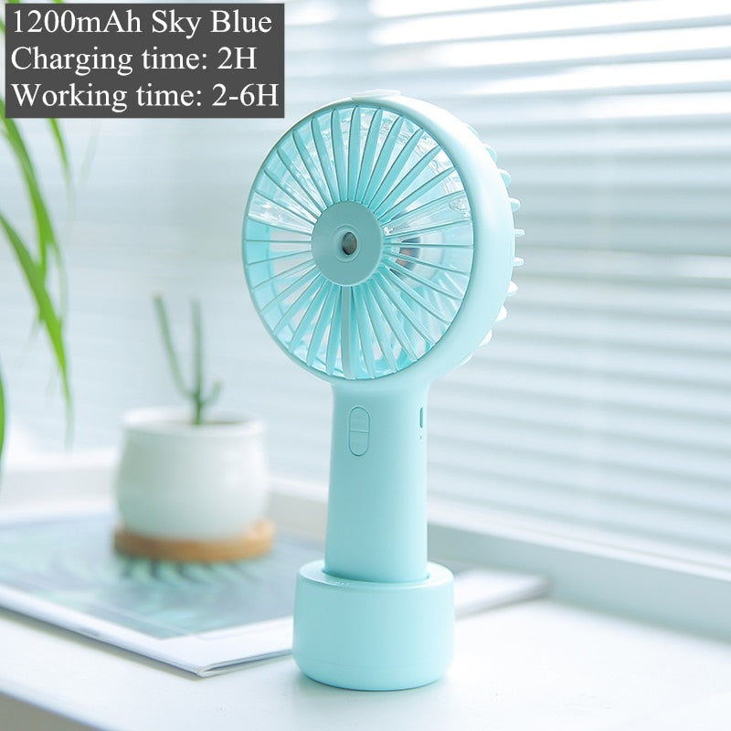 Battery Portable Water Spray Mist Fan Electric USB Rechargeable Handheld Mini Fan Cooling Air Conditioner Humidifier for Outdoor