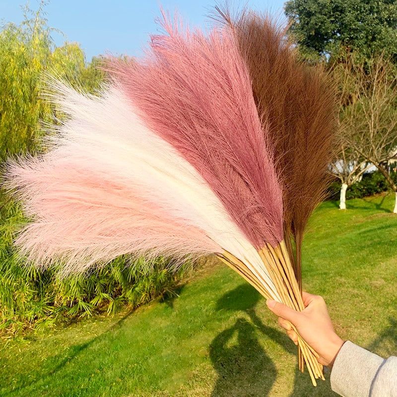 1PC Artificial Pampas Grass Branch Flowers Vase Decorations Fake Plants Wedding Arch Wall Christmas Home Decor Faux Reed Flower